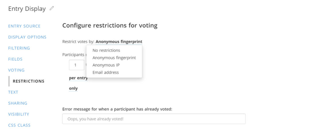 Configure restrictions for voting