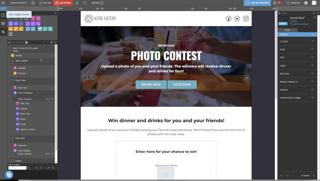 ShortStack edit your contest page