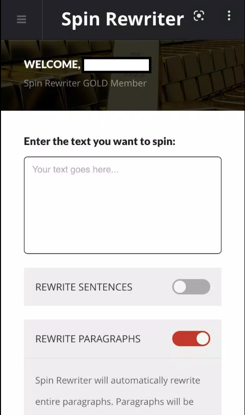 Spin Rewriter Mobile App