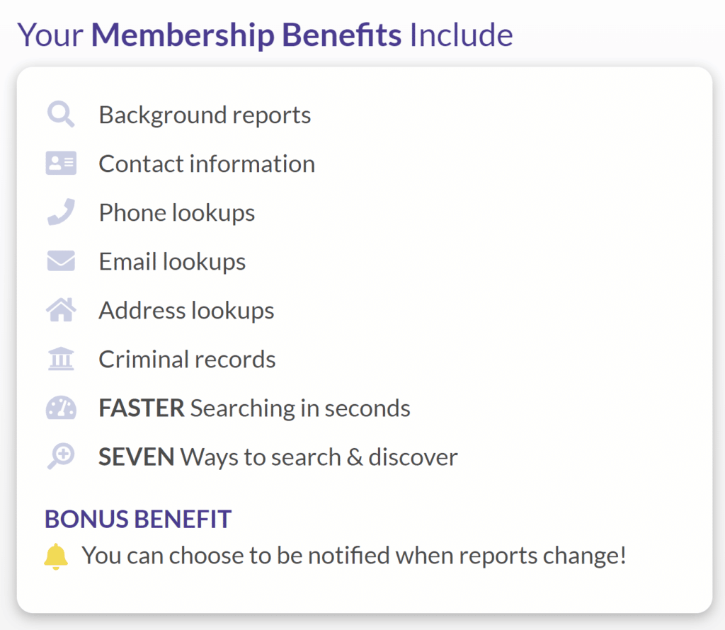 beenverified membership benefits screenshot