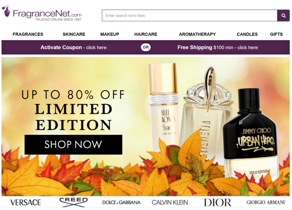 fragrancenet homepage screenshot