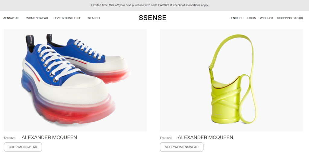is ssense legit - homepage screenshot
