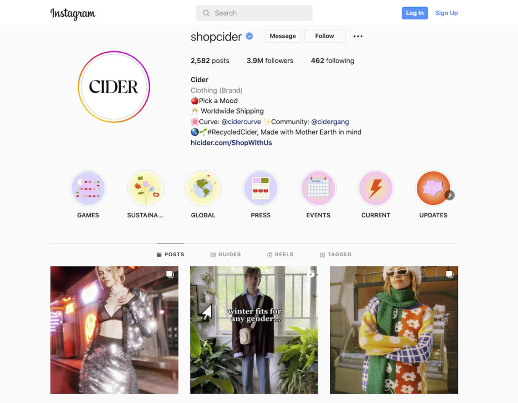 Cider Instagram page