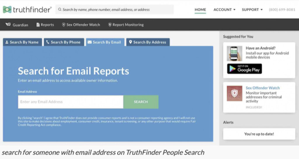 Search for email reports