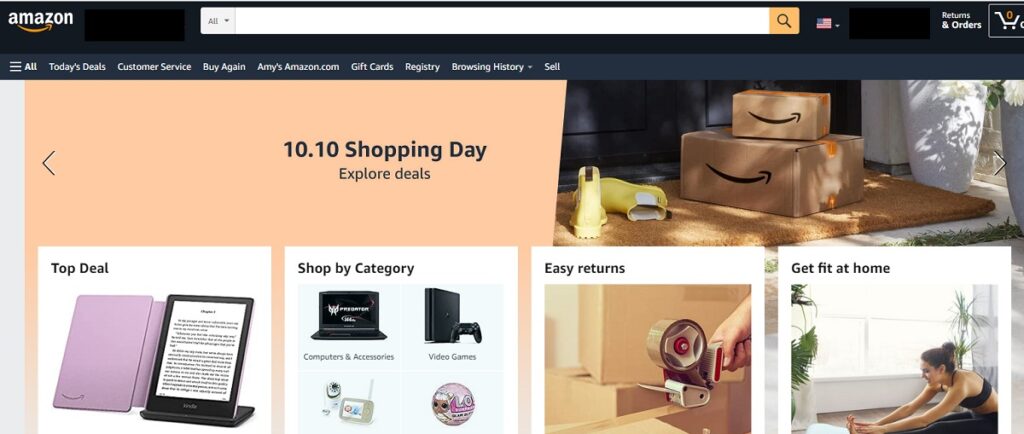 Amazon landing page