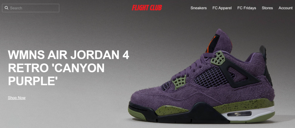 is goat legit - flight club homepage screenshot