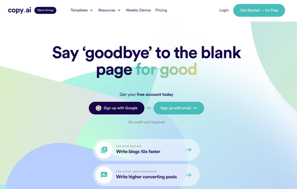 Copy.ai homepage