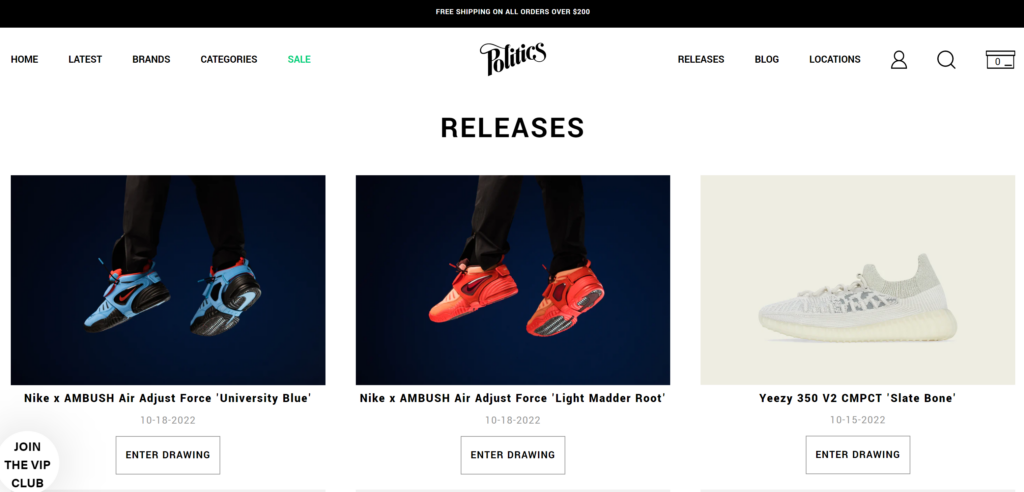 sneaker politics homepage screenshot