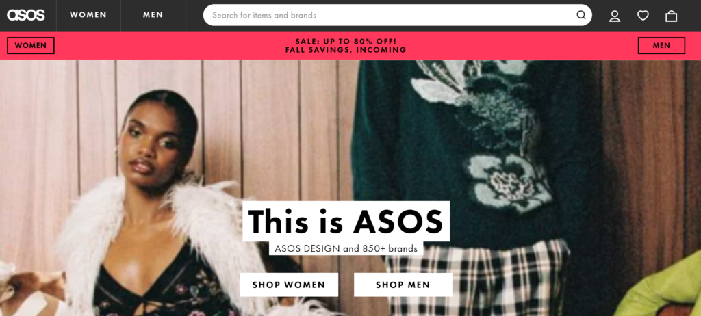 is shein legit - asos home page screenshot