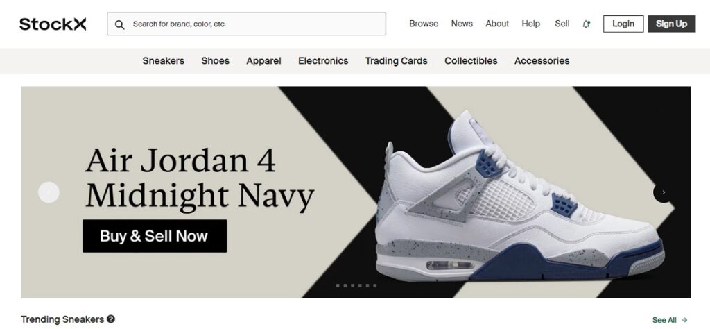 Stockx landing page