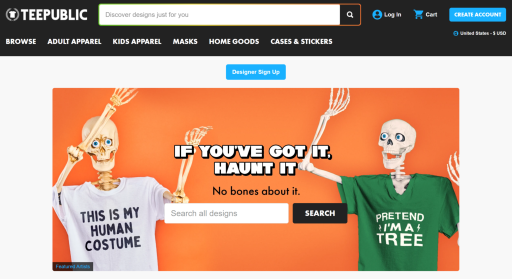 is teepublic legit - hompage screenshot