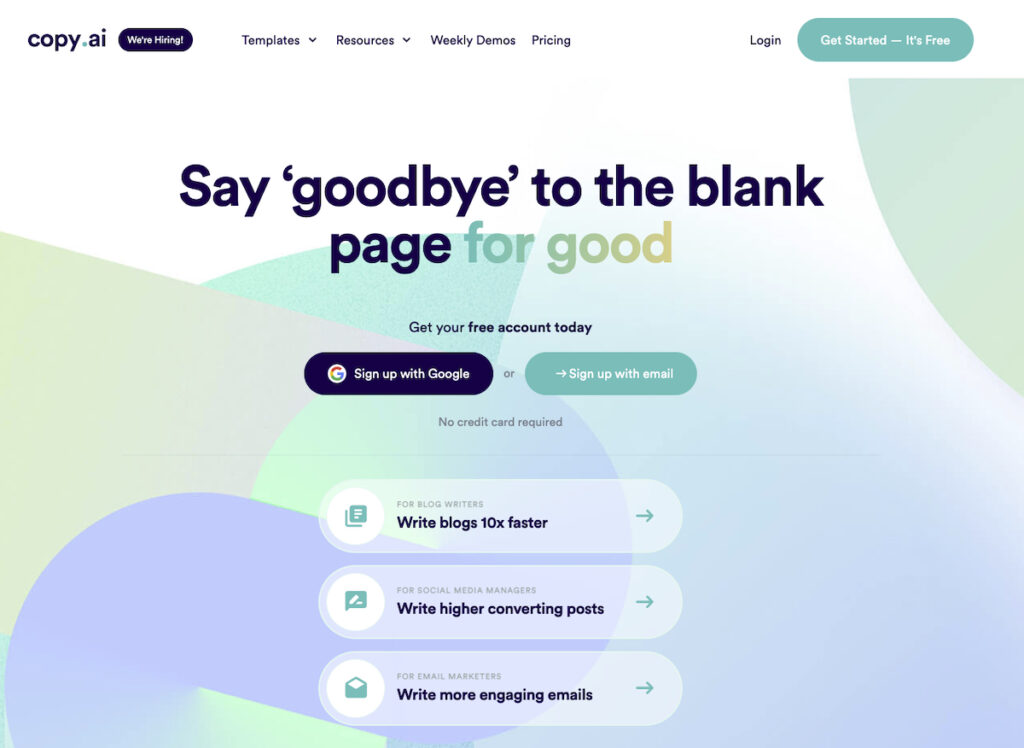 Copy ai Landing page