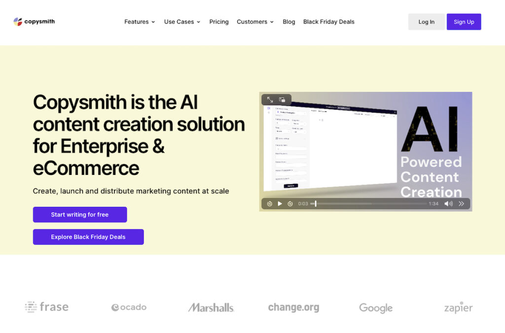 Copysmith Landing page