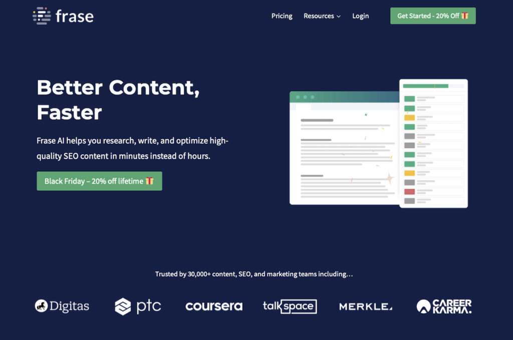 Frase Landing page