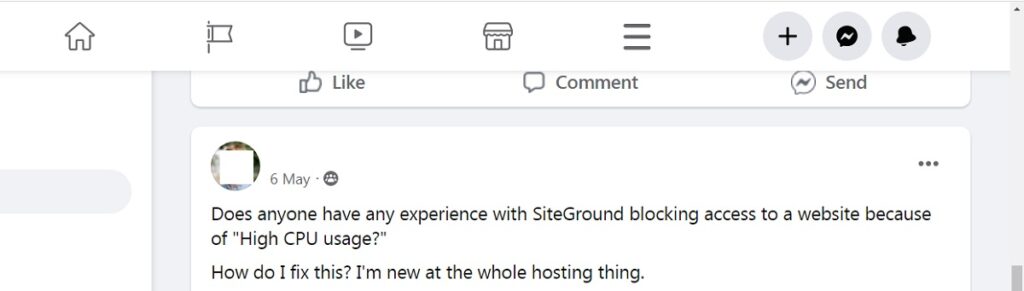Siteground high cpu usage on facebook