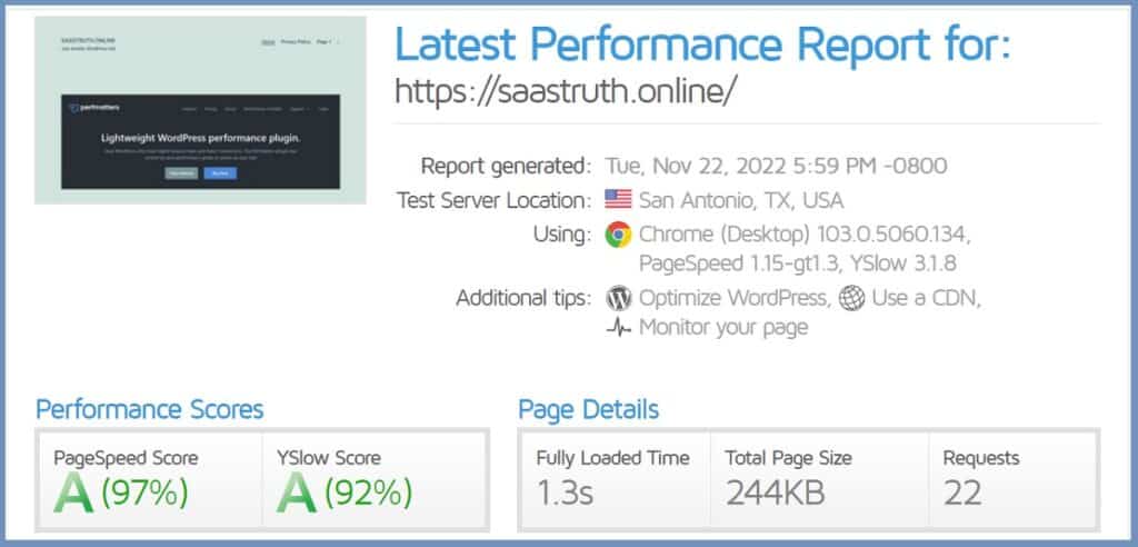 gtmetrix performance scores before optimization