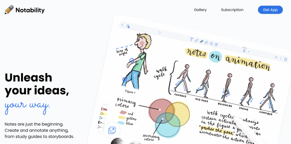 freelance Writing Apps - notability homescreen screenshot