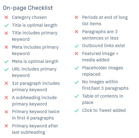 Content at Scale on page checklist