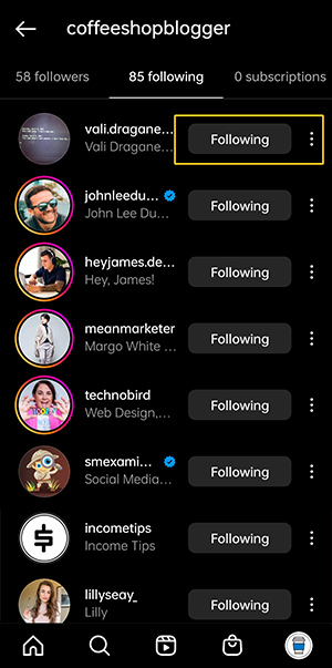 how to unfollow people to reset the instagram Explore page