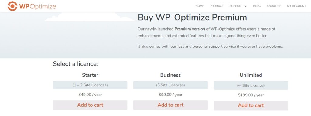 wp-optimize plugin price
