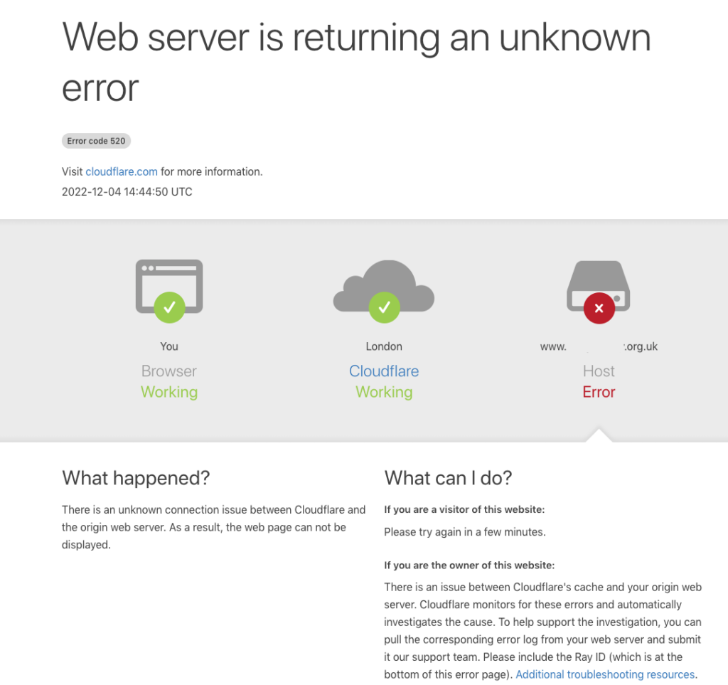 5xx Error, Cloudflare