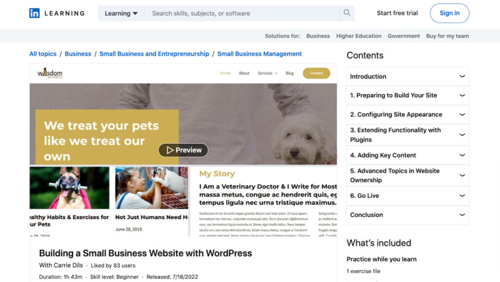 Building a Small Business Website with WordPress Online Class by LinkedIn Learning