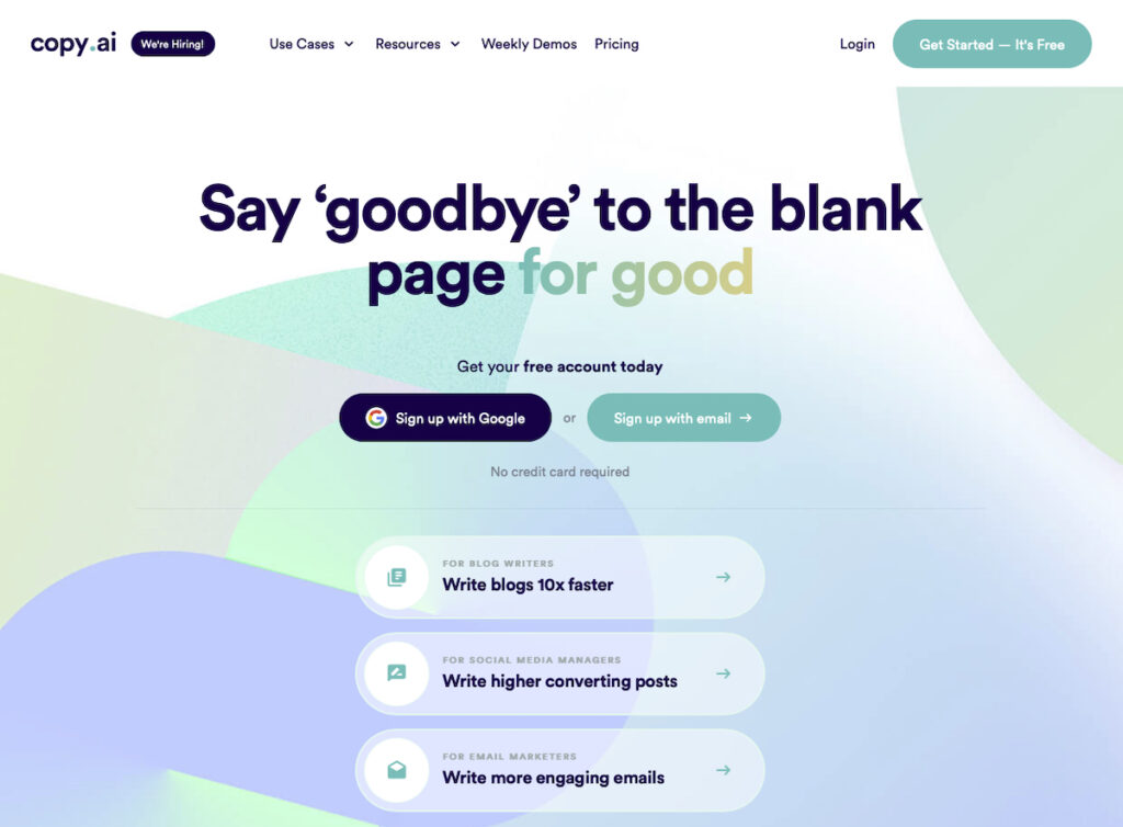 Copy ai Landing Page