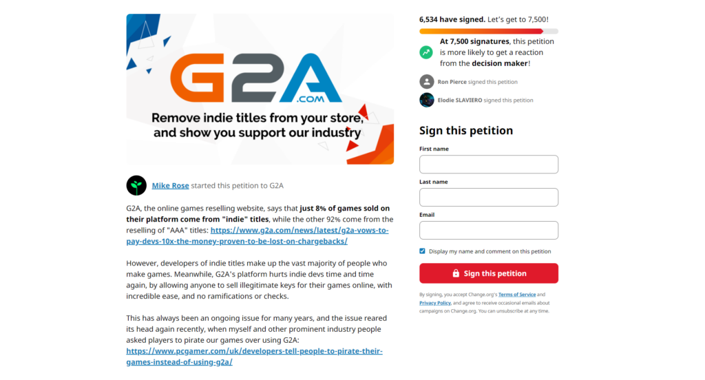 Petition Against G2A