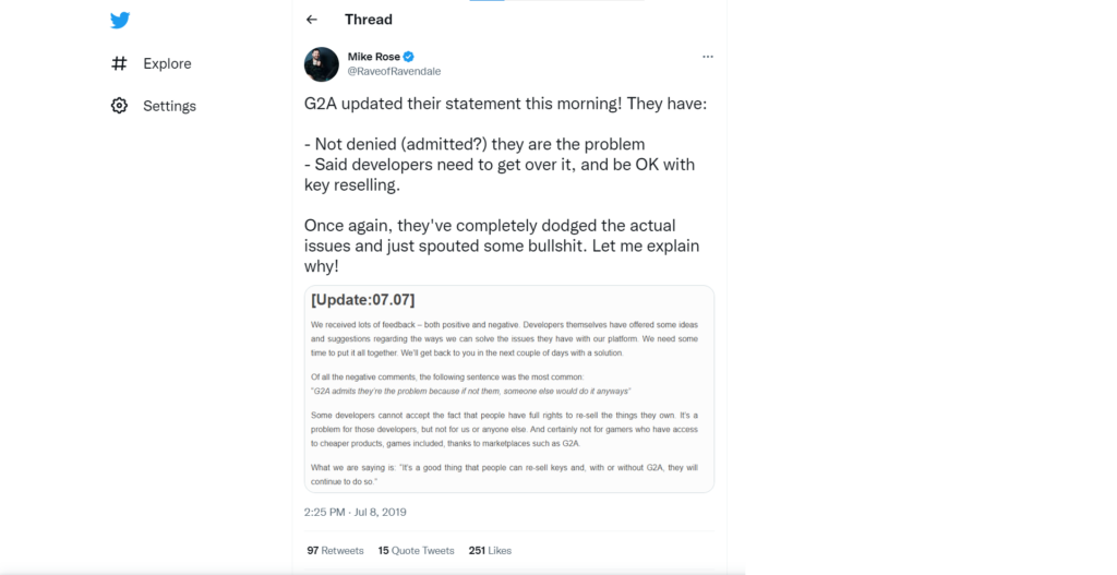 Tweet Against G2A