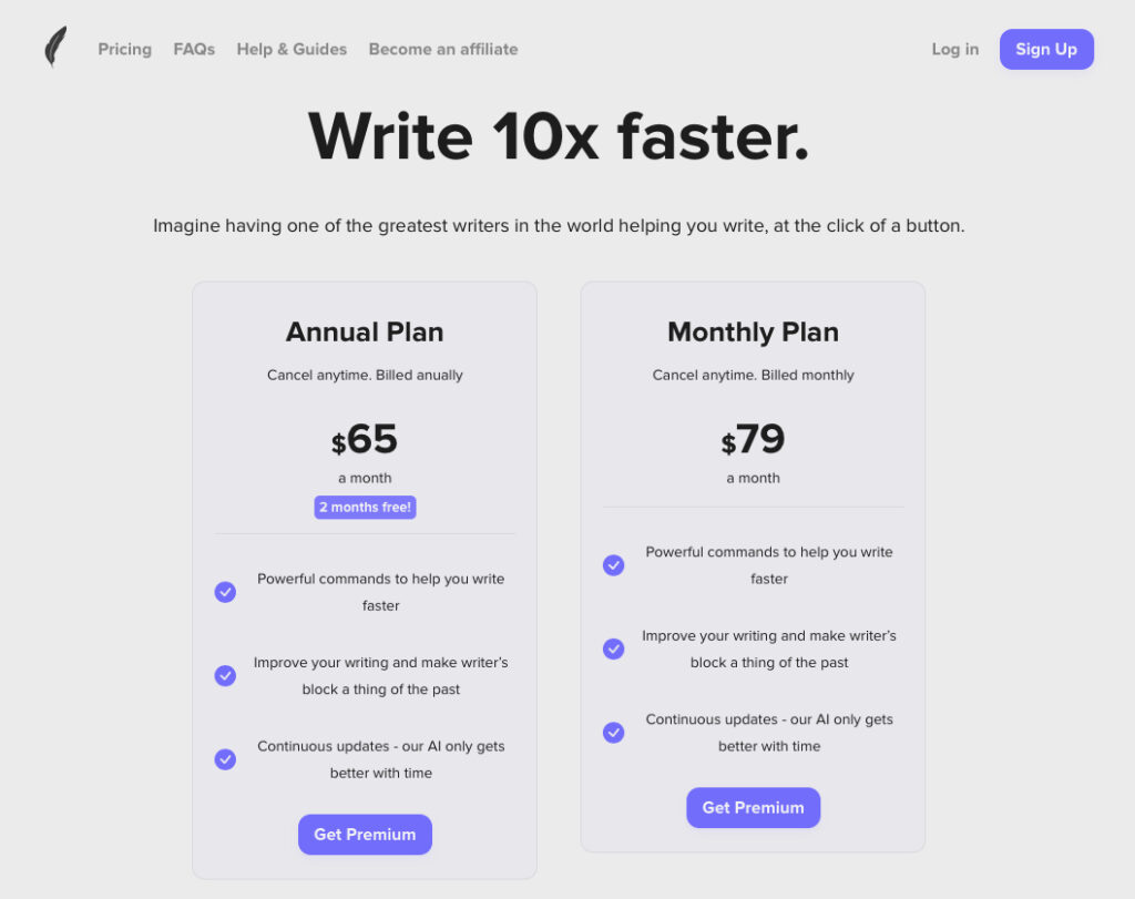 Shortly ai Pricing Page