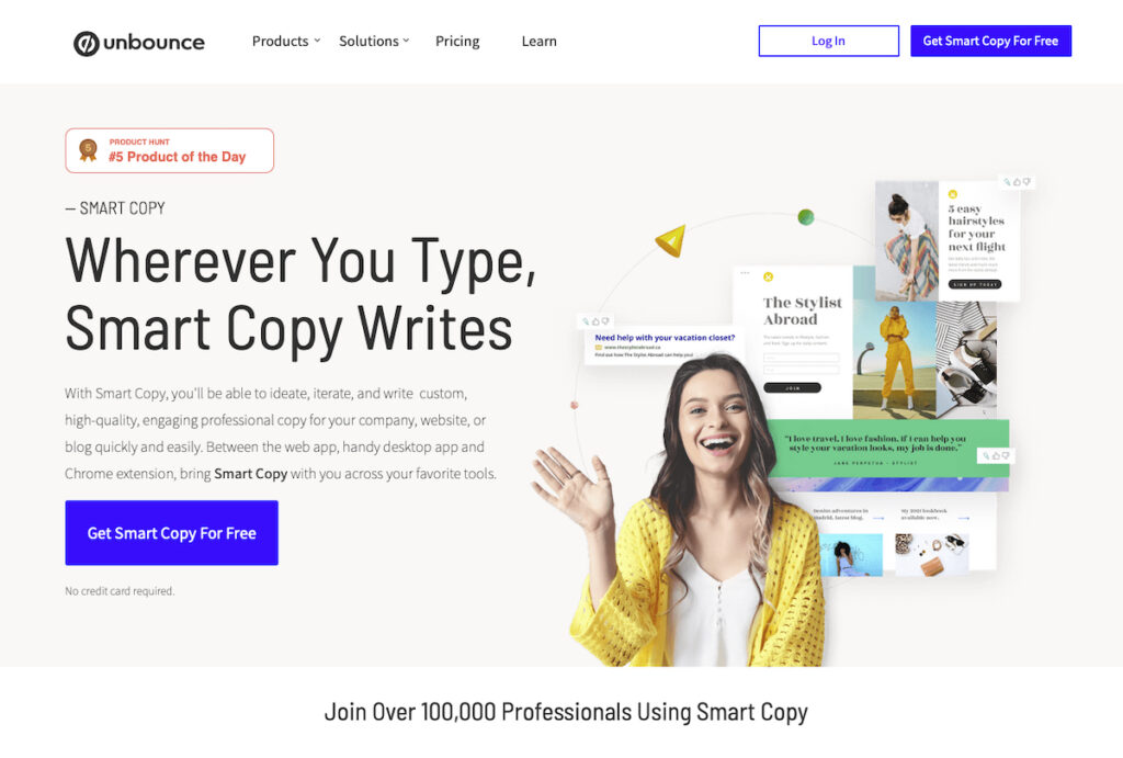 Smart Copy by Unbounce Landing Page