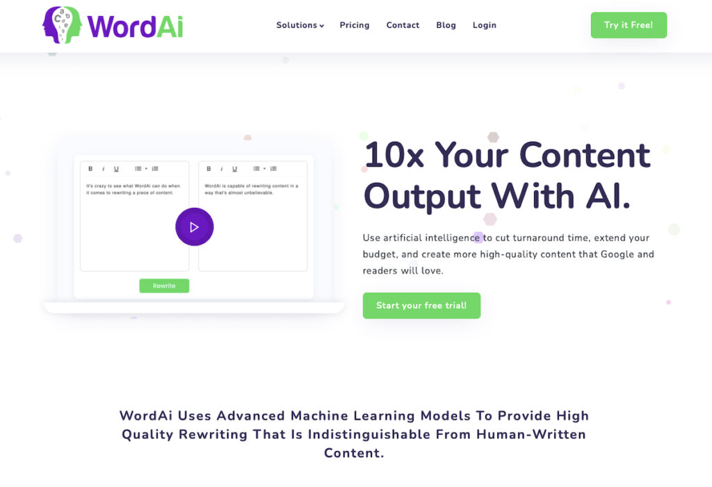 WordAi Landing Page