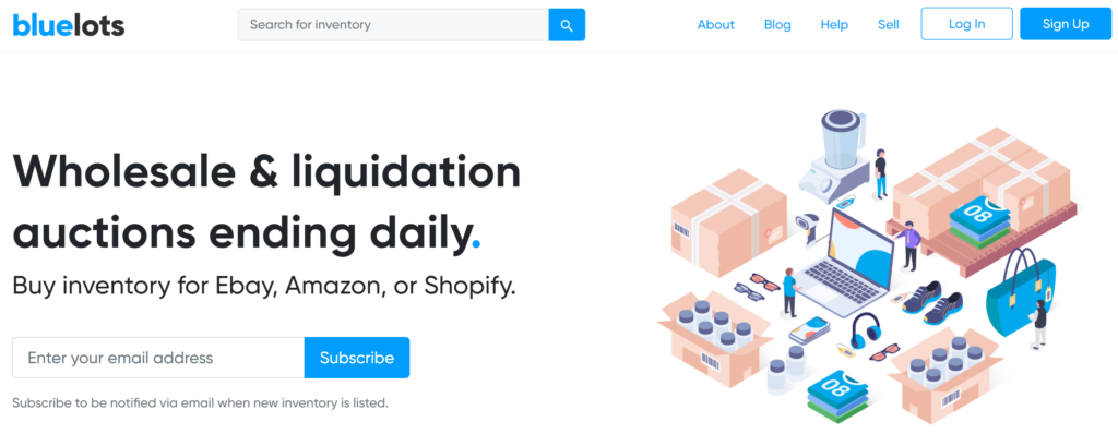 how to buy amazon returns - bluelots homepage screenshot
