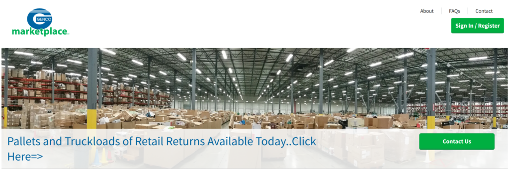 how to buy amazon returns - genco homepage screenshot