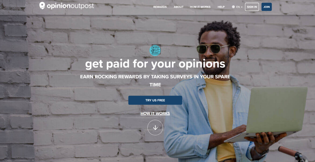 product tester jobs - opinion outpost homepage screenshot