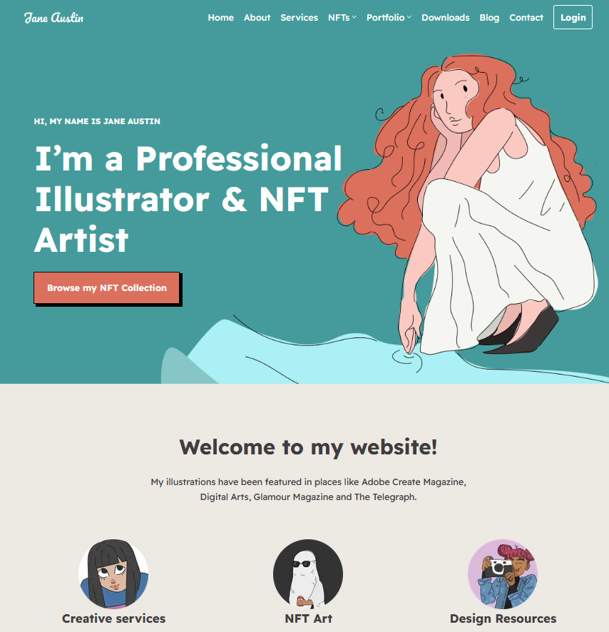 minimalist wordpress theme for nft sites