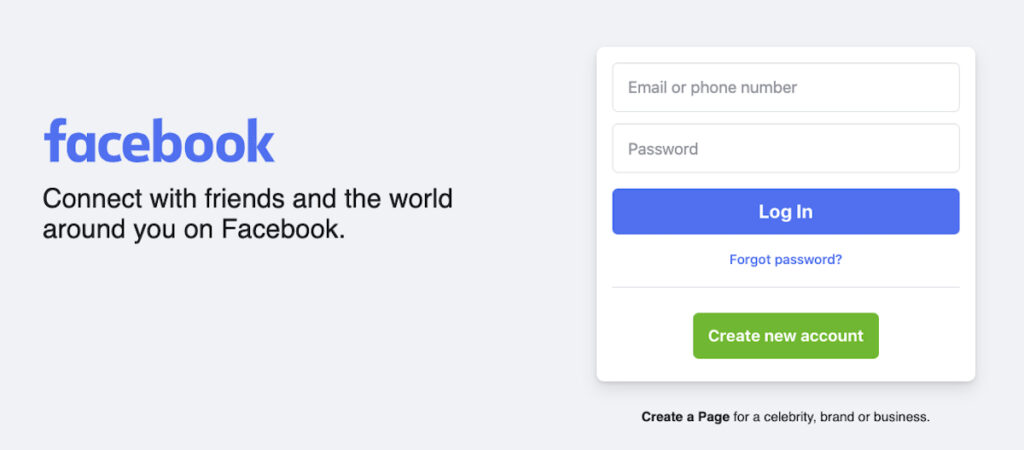 Facebook Login Page