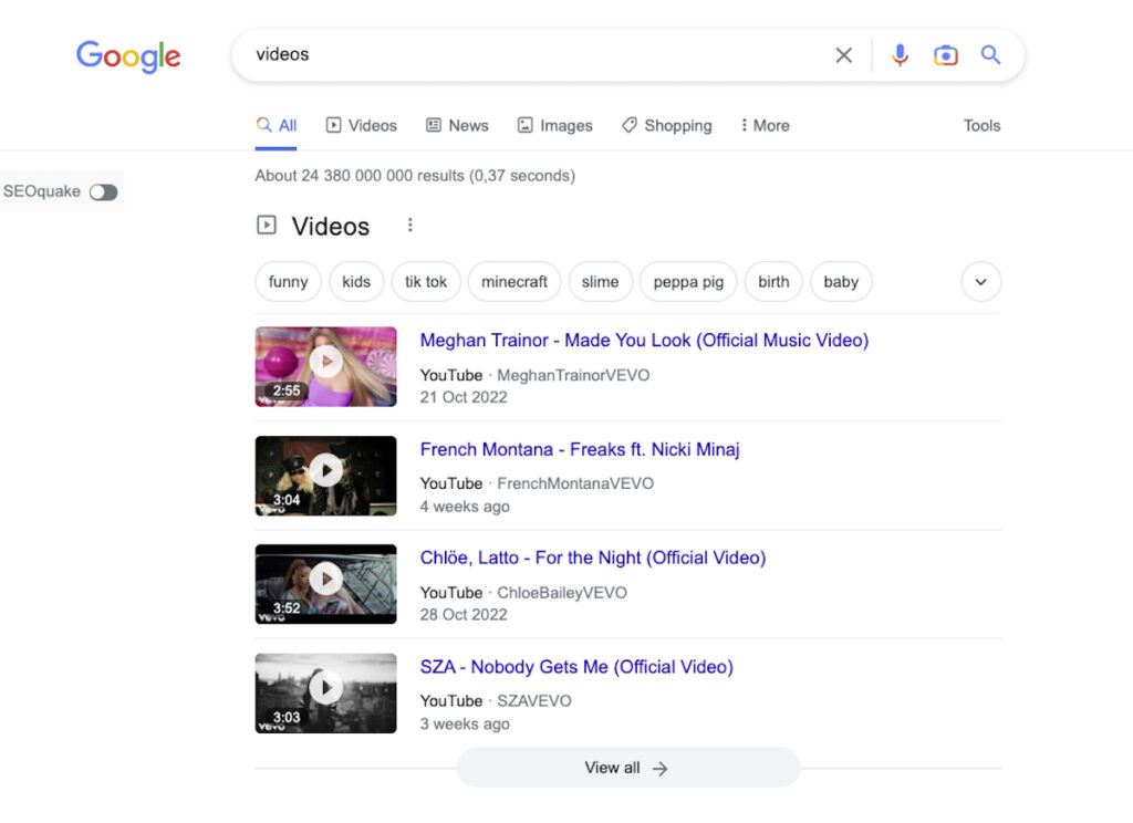 Google Video Search Page