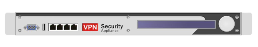 Graphic of the back of an appliance with VPN Security label - for device compatability