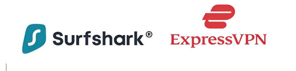 Surfshark and ExpressVPN logos