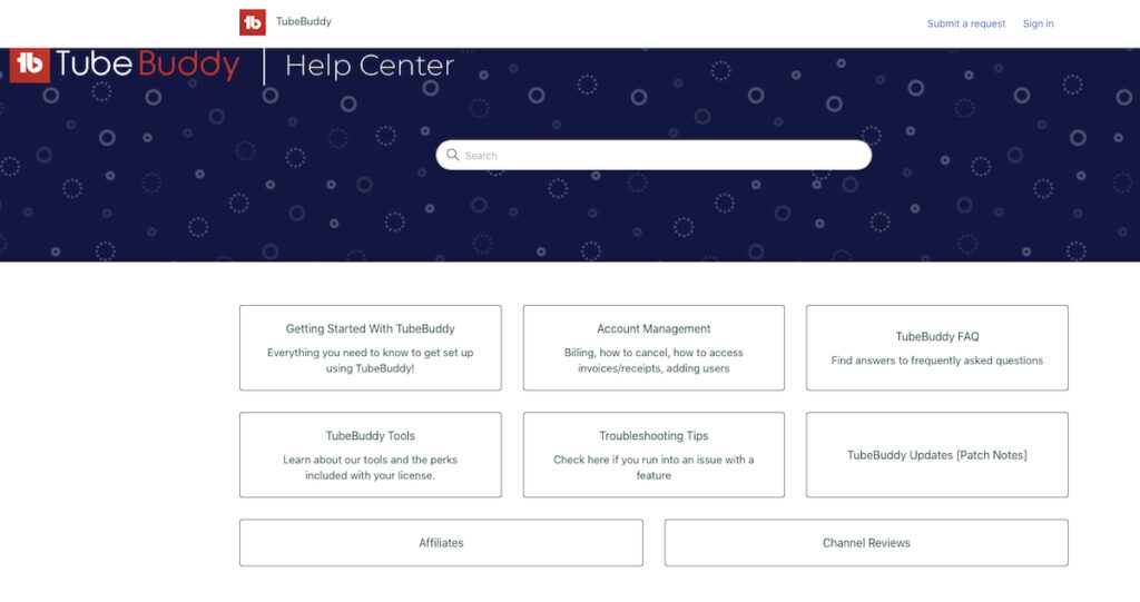 TubeBuddy Help Center Page