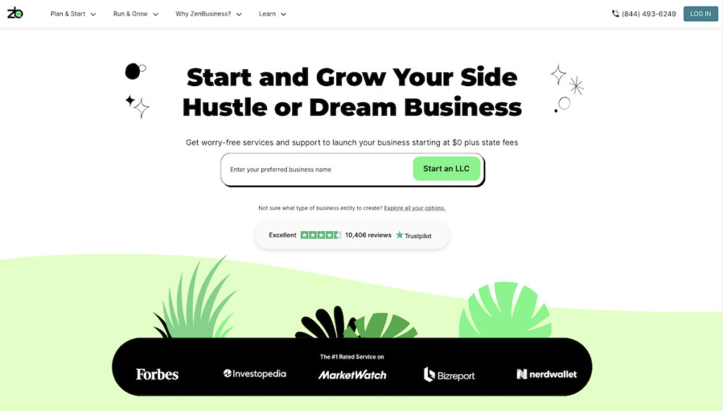 Zenbusiness Landing Page