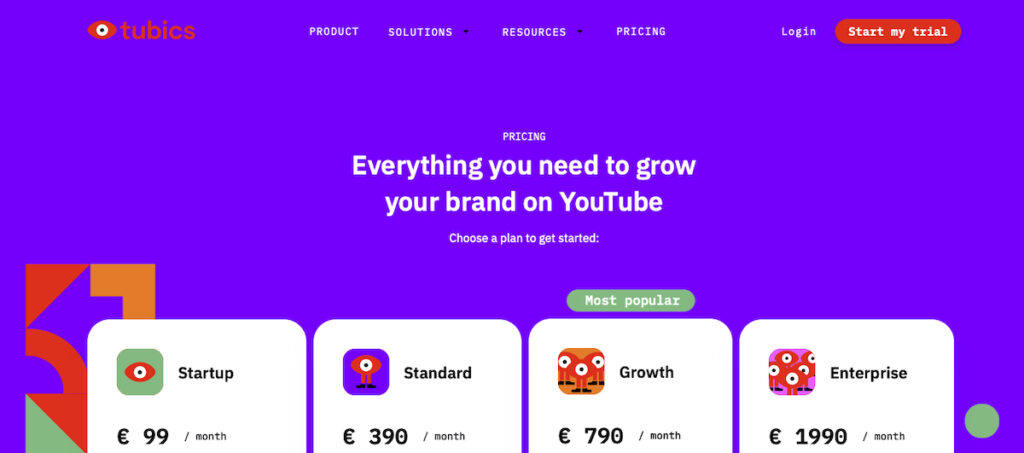 tubics Pricing Page