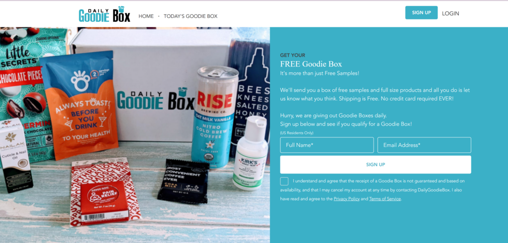 How to Get Free Products for Review - daily goodie box homepage screenshot