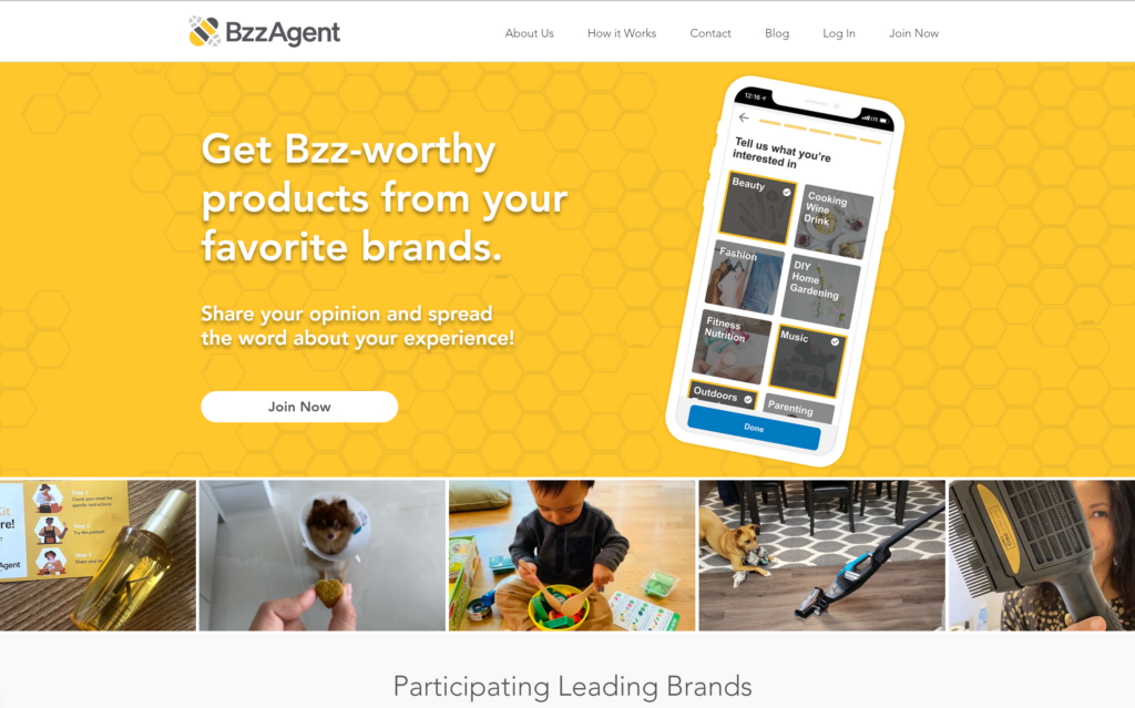How to Get Free Products for Review - bzz-agent homepage screenshot