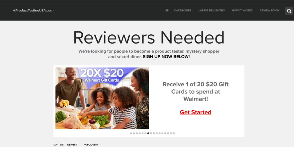 How to Get Free Products for Review - product testing usa homepage screenshot
