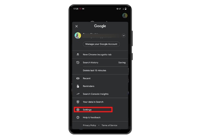 turn off trending searches in the google app - 2nd step, go to google search settings