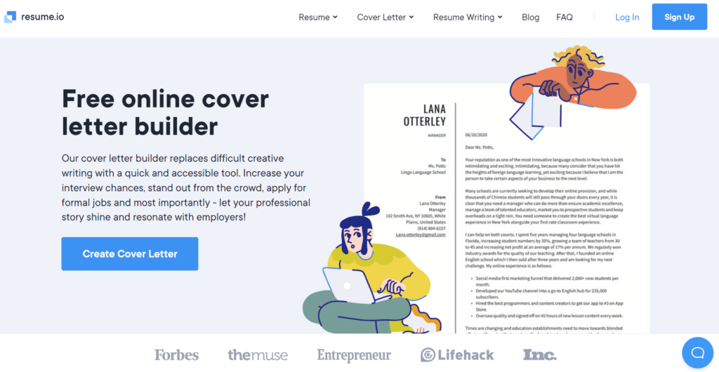 resume.io - cover letter builder