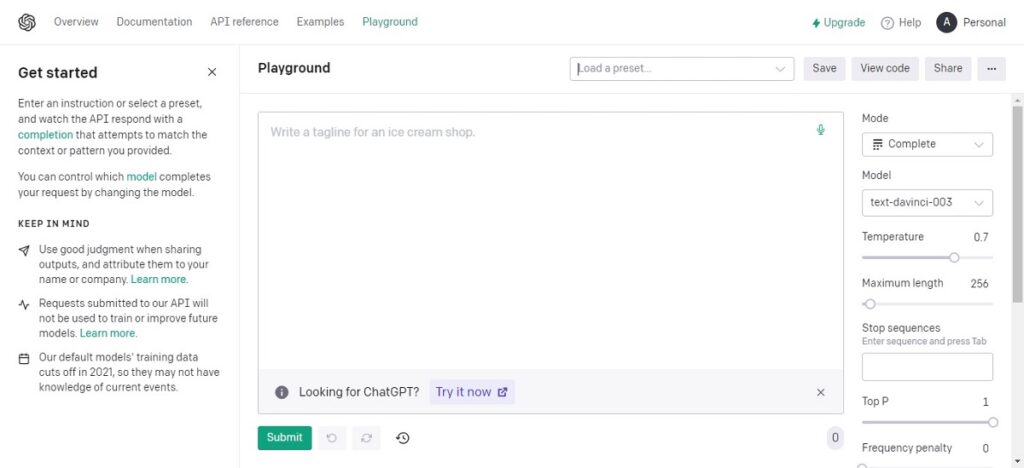 OpenAI Playground