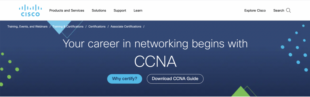 quick certifications that pay well - cisco associate certification homepage screenshot